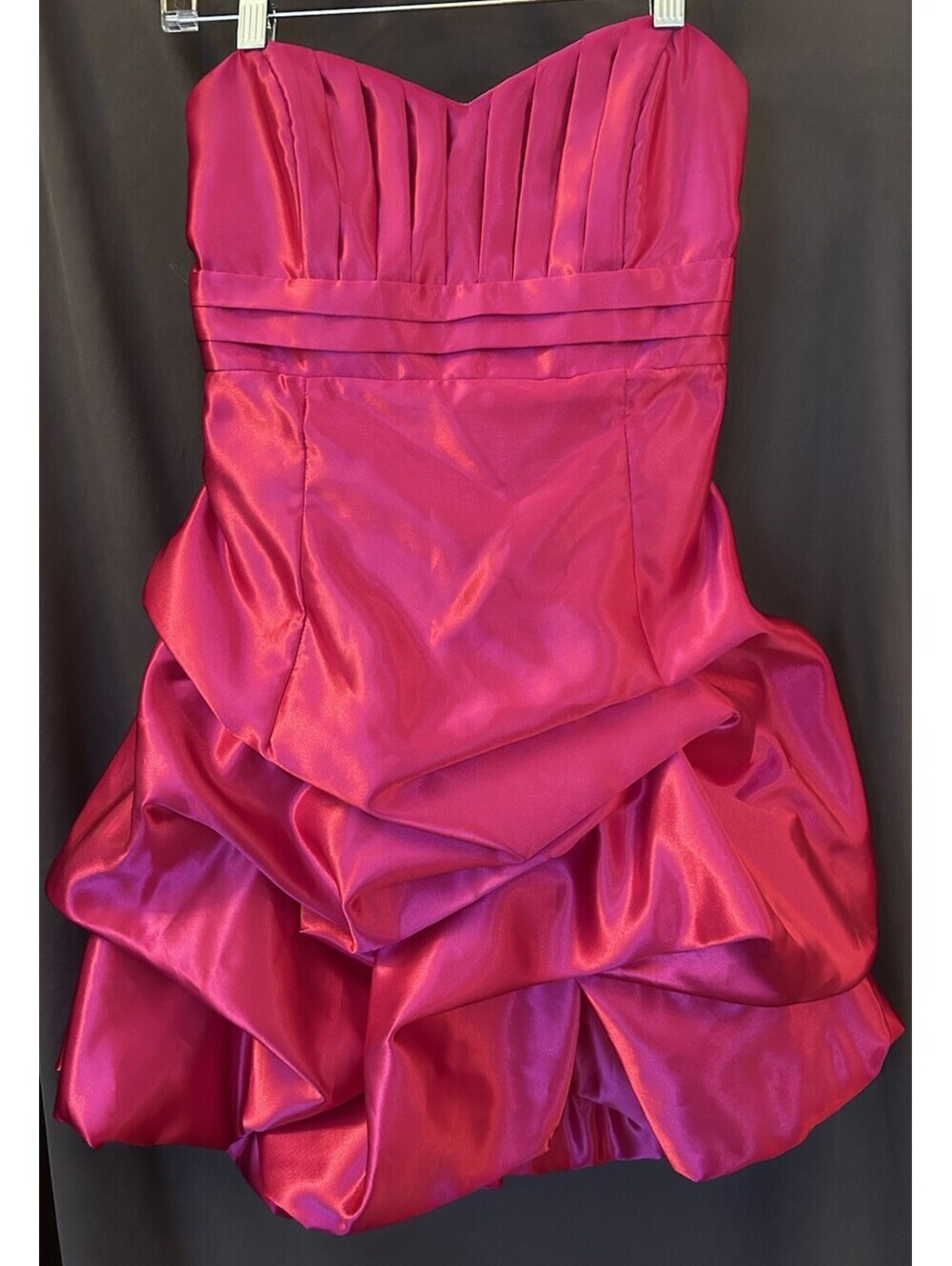 VTG 90s Prom Gunne Sax McClintock  Pink Satin Tiered Bubble Mini Party Dress 9